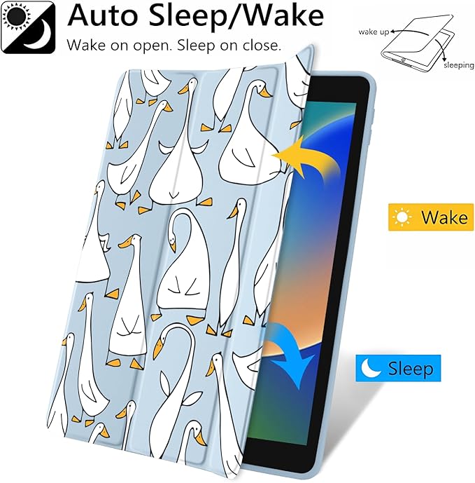 Funny Goose Case for iPad mini 7th(A17 Pro) 2024 / Mini 6th Generation 8.3 2021 Clear Acrylic Hard Back Hybrid Casewith Pencil Holder Trifold Stand Tablet Cover for Girls Women