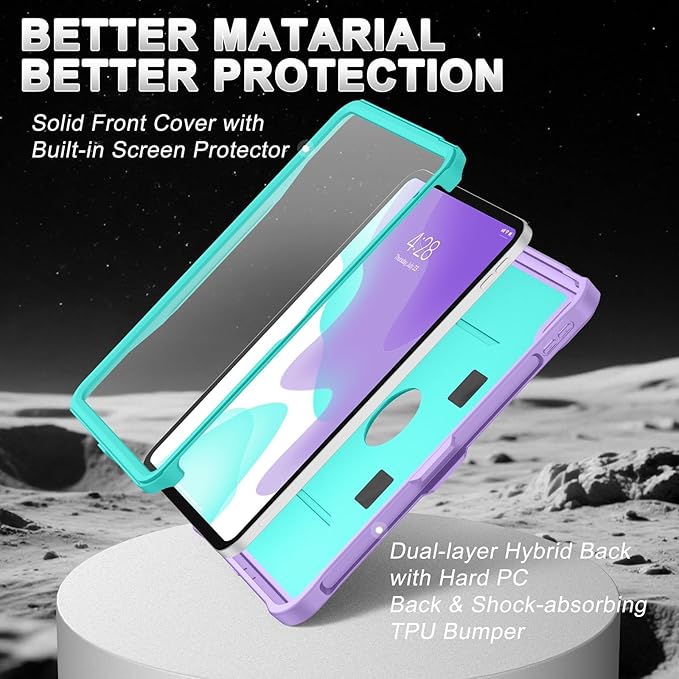 Soke Case for iPad (A16) 11th Generation 11-Inch 2025 /10th Generation 10.9-Inch 2022 with Screen Protector and Multi-Angle Kickstand Rugged Full Body Heavy Duty Protective Cover - Purple Green