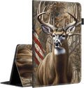Case for Amazon Fire HD 10 Tablet (9th/7th/5th Generation2019/2017/2015 Release) Multi-Angle Smart Stand Cover Auto Sleep/Wake for Fire 10.1 InchCamouflage Deer American Flag