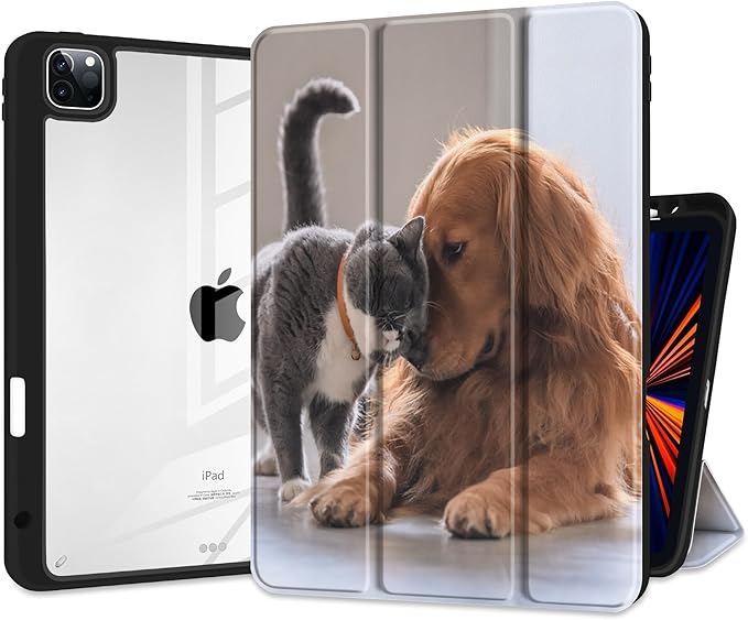 Batianda Case for New iPad Pro 13-inch Case 2025 M5 2024 M4 Chip [Built-in Pencil Holder] Shockproof Cover with Clear Transparent Back Shell Soft TPU BumperAuto Sleep/Wake Dog