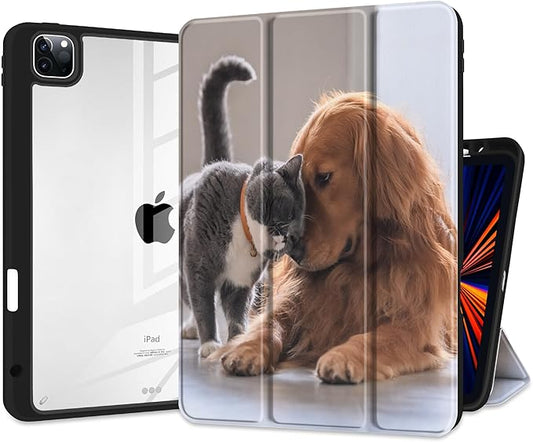 Batianda Case for New iPad Pro 13-inch Case 2025 M5 2024 M4 Chip [Built-in Pencil Holder] Shockproof Cover with Clear Transparent Back Shell Soft TPU BumperAuto Sleep/Wake Dog