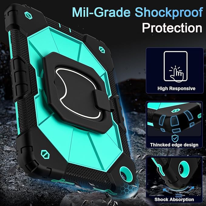 Case for Galaxy Tab A9 Plus Case 11 Inch with Screen Protector/Rotating Stand/Pen HolderMilitary Grade Shockproof Case for Samsung Galaxy A9+ Tablet Cases