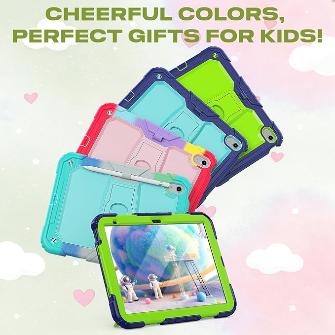 HXCASEAC Kids Case for iPad A16 11th/10th Generation Full Body Protective Design | Foldable Stand | Screen Protector | Pencil Holder Durable for iPad 11th Gen 11 inch / 10th Gen 10.9 inch Green