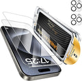 UNBREAKcable Top 9H+ Screen Protector for iPhone 15 Pro &amp Lens Protector (2+2 Pack)Military-Grade Shatterproof Tempered Glass [99% HD Clear][Easy Install] Bubble-Free &amp Anti-Fingerprint-6.1