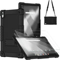 for Walmart Onn 12.1 inch Tablet Pro 2024 Model Case/Onn 12.1 inch Tablet Pro(100146663) Case Kids Friendly with Shoulder Strap Stand 2Pcs Tempered Glass Screen Protector (Black+2Pcs)