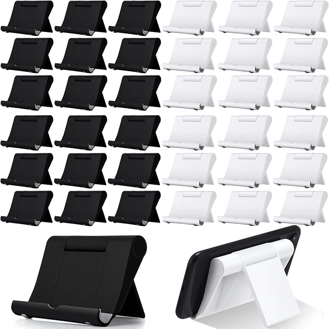 Wenqik 36 Pcs Cell Phone Stands Foldable Tablet Mobile Stand Adjustable Multi Angle Tablet Holder Compatible with Phone 15 14 13 12 11 Pro Xs Xs Max XR 8 (Black and White)