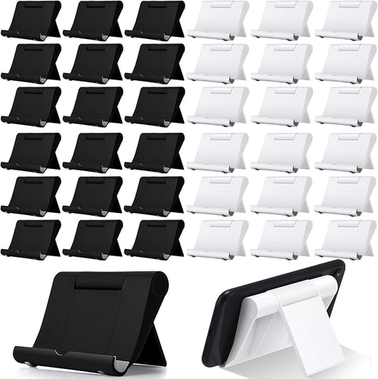 Wenqik 36 Pcs Cell Phone Stands Foldable Tablet Mobile Stand Adjustable Multi Angle Tablet Holder Compatible with Phone 15 14 13 12 11 Pro Xs Xs Max XR 8 (Black and White)