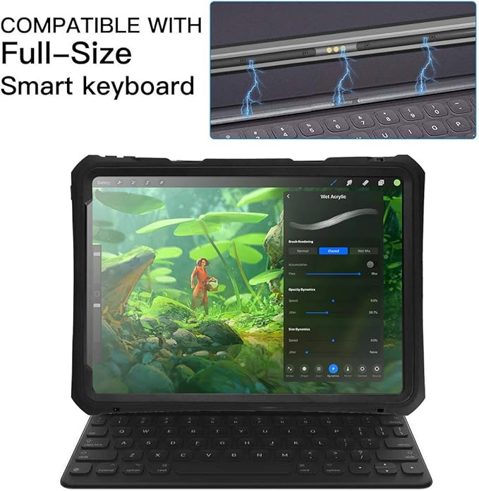 ipad 10.2 Waterproof Case 2021/2020/2019ACase iPad 7th/iPad 8th/iPad 9th Generation IP68 Waterproof ipad 10.2 Cover with Strap Stand Pencil Holde Built-in Screen Protector Rugged Shockproof Case