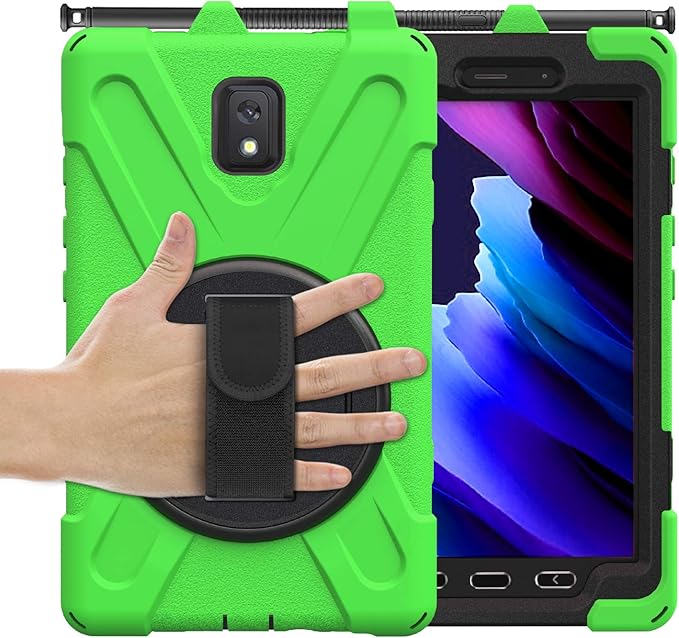 Case for Samsung Galaxy Tab Active 3 8 T570 T575 T577 Heavy Duty Shockproof Rugged 3 Layer Kids Durable Case with 360 Swivel Kickstand Shoulder Strap &amp Hand Strap