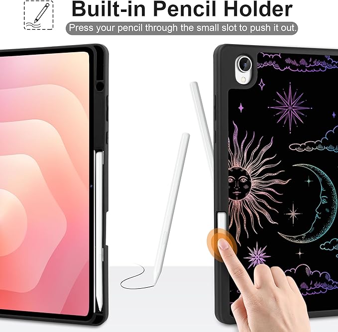 DONGKE Case for Samsung Galaxy Tab S11 5G 11 2025 Model (SM-X730/X736B) Slim Lightweight Trifold Stand Cover with S Pen Holder Auto Sleep/Wake Soft TPU Shockproof Back Sun &amp Moon