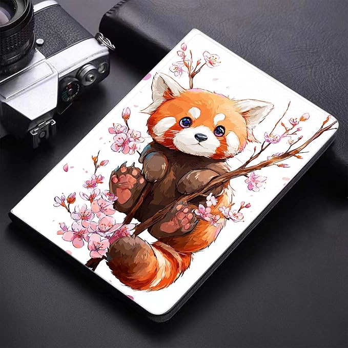 Case for Samsung Galaxy Tab A11+ / Tab A9+ 11 Inch 2025/2023Slim Protective LeatherAuto Wake/SleepAdjustable Viewing Angle Stand.Cherry Blossom Raccoon