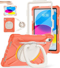 BATYUE Case for iPad (A16) 11th/10th Gen 11''/10.9'' 2025/2022 - Heavy Duty Shockproof Cover with 360° Rotating &amp 180° Folding Stand Screen Protector Shoulder Strap &amp Pencil Holder | Coral O