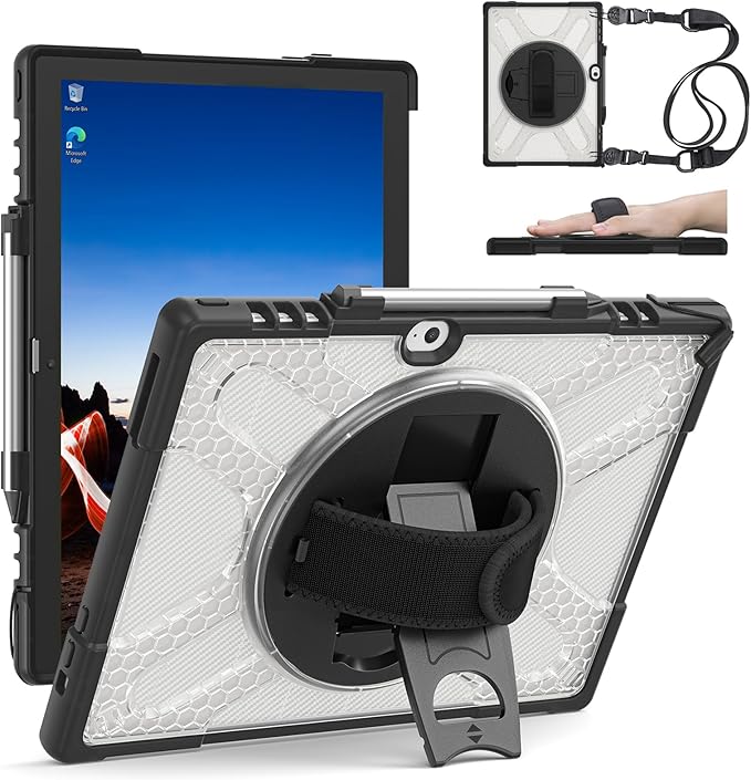 ZenRich Rugged Case for Lenovo ThinkPad X12 Gen 2 12” 2024 –Heavy Duty Shockproof Protective Cover with 360° Rotating KickstandHand &amp Shoulder StrapBusiness FriendlyType Cover Keyboard Compatib