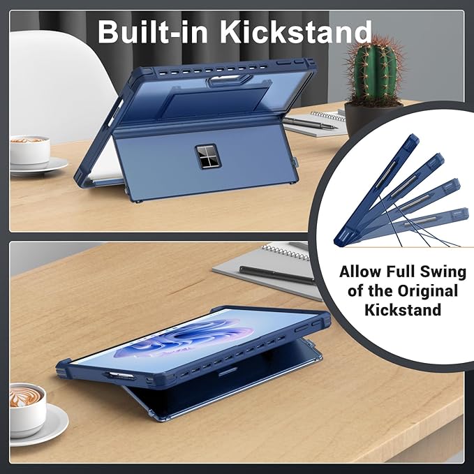MoKo Case for Microsoft Surface Pro 11 Surface Pro 10 Surface Pro 9 13 Inch All-in-One Rugged Cover with Kickstand Protective Case Compatible with Type Cover KeyboardBlue