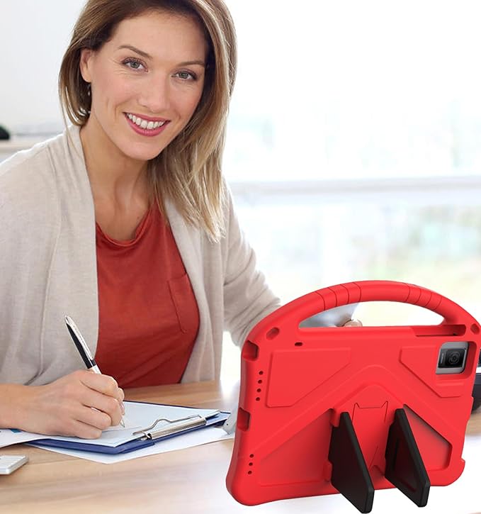 Tablet Case with Built-in Handle and Kickstand Lightweight Kids Friendly Shockproof Cover Compatible with T-Mobile REVVL Tab 5G 10.36 Red