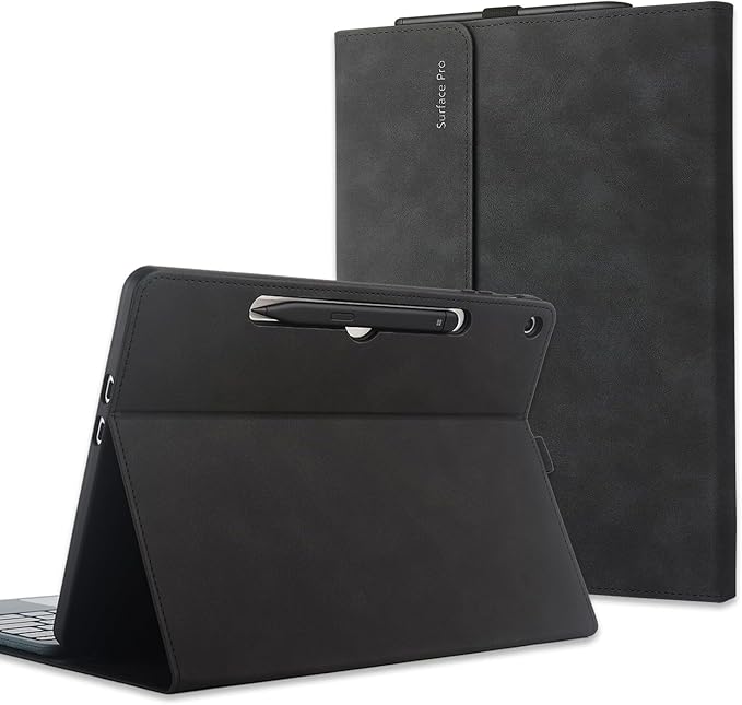 Professional Multi-Angle Tablet Case for Microsoft Surface Pro 12 2025 | PU Leather &amp Hard Shell Protective (Graphite 12 Pro)