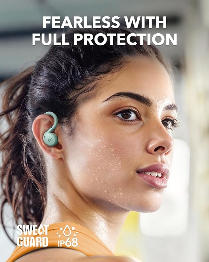 Soundcore Sport X20 by Anker True-Wireless Workout Earbuds Rotatable and Extendable Ear Hooks Noise Cancelling Deep Bass IP68 Waterproof Sweatproof Dustproof 48H Play Sport Earbuds for Gym