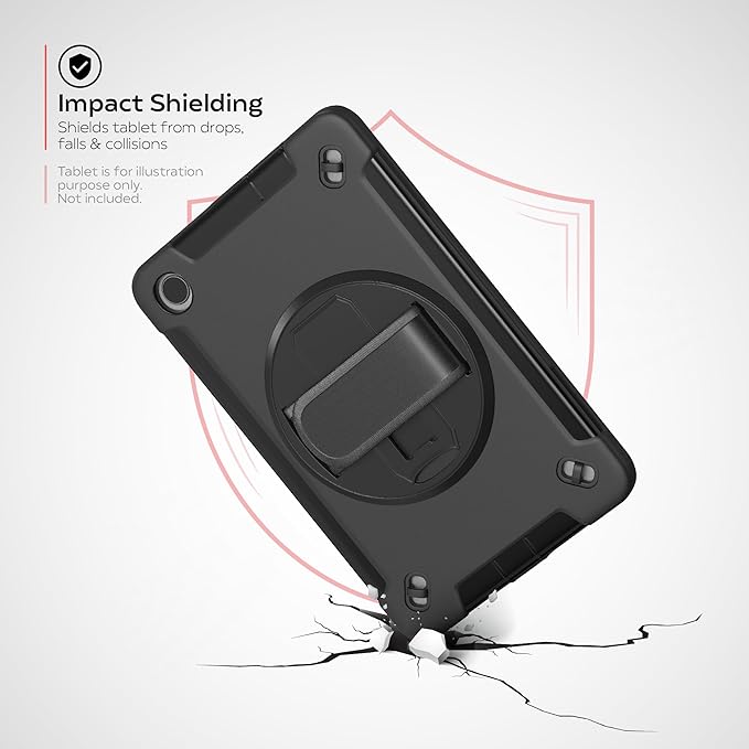 Hard Case for Lenovo M8 - CTA Protective Case with Built-in 360 Degree Rotatable Grip Kickstand &amp Carry On Strap for Lenovo M8 Tablet (PAD-PCGK4M8)