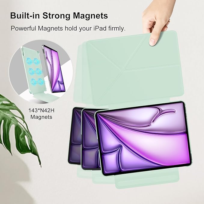 for iPad Air 11 Inch Case M4/M3/M2(2026&amp2025&amp2024)Slim Powerful Magnetic iPad Air 5/4th Case 10.9 Inch4 Standibg AnglesVertical Stand Coverwith Auto Wake/Sleep and with Pencil Holder - Gree