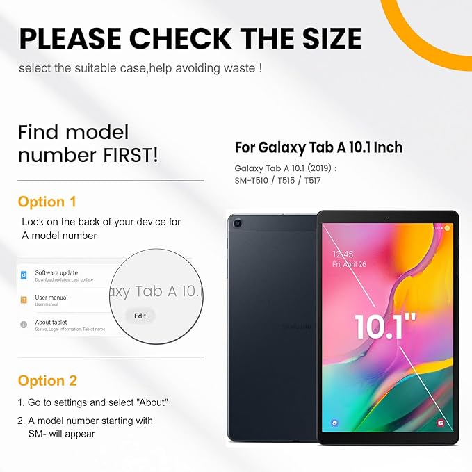 Timecity for Samsung Galaxy Tab A 10.1 Case 2019 Only Fit (SM-T510/ SM-T515/ SM-T517) Drop Proof with Hand Strap Stand Screen Protector Pencil Holder （NOT FIT for 2016 Release） - Dark Blue