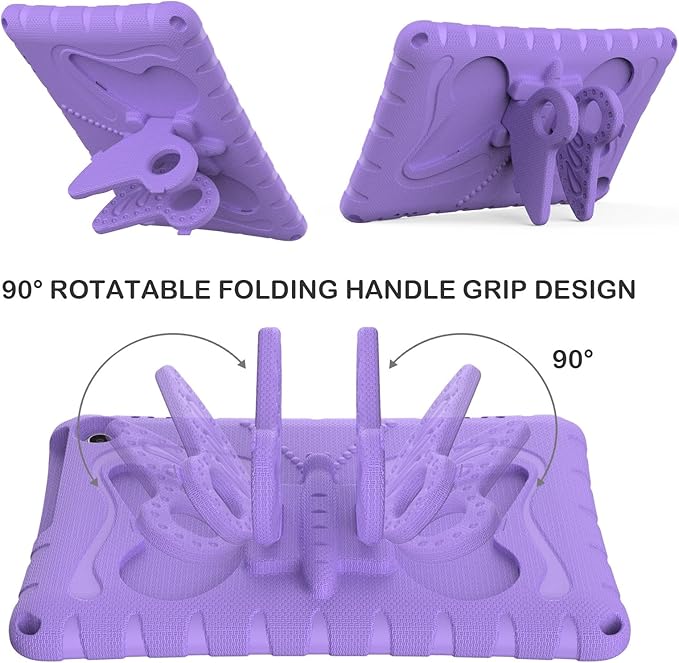 Kids Case Compatible with Kindle Fire HD 10 Tablet (13th/11th Generation 2023/2021 Release) Lightweight Shockproof Case EVA Foam Cover with Shoulder Strap &amp Stand Cover for Boys Girls(Purple)