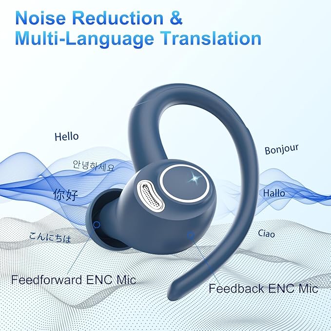AI Translation Earbuds Real Time 164 Language Translator Earbuds 3-in-1 Bluetooth 5.4 Translation Headphones with 5 Translation Modes 48H AI Ear Buds Translator Device for Learning/Business Blue