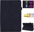 Folio Case for iPad Pro 12.9 2018-2022 iPad Air 13 (2025/2024) Case - Techcircle Stand Mandala Embossed PU Leather Soft Back Protective Cover w/Elastic Strap Card Slots Pencil Holder - Black