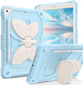 YINLAI Case for iPad 9th 8th 7th Generation 10.2 Inch iPad air 3rd Case with Pencil Holder Butterfly Kickstand Kid Girl Shockproof Protective Cover for iPad 9 8 7 Gen 2021/2020/2019 Blue