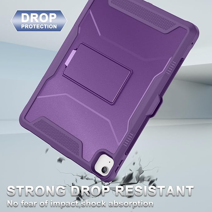 Soke Case for iPad Air 13-Inch M4 2026 M3 2025 &amp M2 2024with Built-in Screen Protector and Kickstand Rugged Full-Body Heavy Duty Protective Cover for Apple iPad Air 13 - Purple