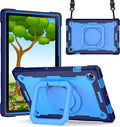 Dteck for Samsung Galaxy Tab A8 (SM-X200/X205) Tablet Case 10.5 2022 Release Shockproof Sturdy Rugged Case for Kids with Rotate Handle and Kickstand Protective Cute Cover with Shoulder Strap Blue