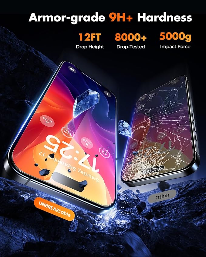 UNBREAKcable for iPhone 15 Plus Screen Protector [Quick-Installation Box] 3-Pack 9H+ Hardness Shatterproof Tempered Glass [99.99% HD Clear] [Case Friendly] [Bubble Free] for iPhone 15 Plus 6.7
