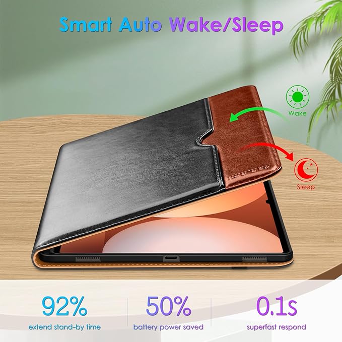 DTTO for Samsung Galaxy Tab S10 Ultra / S9 Ultra / S8 Ultra Case 2024/2023/2022 Premium Leather Business Folio Stand Cover with S Pen Holder for 14.6 Inch Tablet Auto Wake/Sleep Black Brown