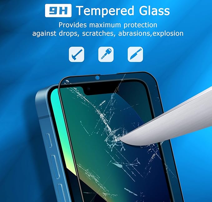 2 Pack Privacy Screen Protector for iPhone 13 Anti-Fingerprint Anti-peeping 9H Tempered Glass Film Smooth Touch