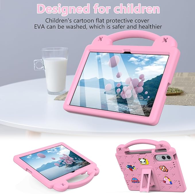 Compatible with Lenovo xiaoxin pad pro GT 11.1 inch TB-710FU (2025) Tablet Case Kids Friendly Universal Lightweight Shockproof Protective Case with Shoulder Strap &amp Stand Handle Pink