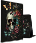 for 10.1 Amazon Fire HD 10 Tablet (13th Generation 2023 Release)PU Leather Multi-Angle Anti Slide Stand Cases with Auto Wake/SleepButterfly Skull Flower