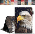 Case for Amazon Kindle Fire 7 Tablet (7 9th/7th Generation 2019/2017 Release) Slim PU Leather Cover with Card Slot &amp Auto Wake/Sleep - American Flag Bald Eagle