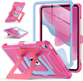 Soke Case for iPad (A16) 11th Generation 11-Inch 2025 /10th Generation 10.9-Inch 2022 with Screen Protector and Multi-Angle Kickstand Rugged Full Body Heavy Duty Protective Cover - HotPink Blue