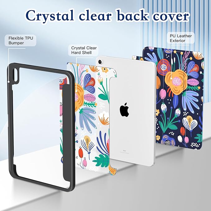 CISSOOK Compatible with iPad 11 Inch 2025 (A16) Case / 10.9 inch iPad 10th 2022 with Apple Pencil Holder Auto Wake/Sleep Vibrant Multicolor Floral Protective Cover
