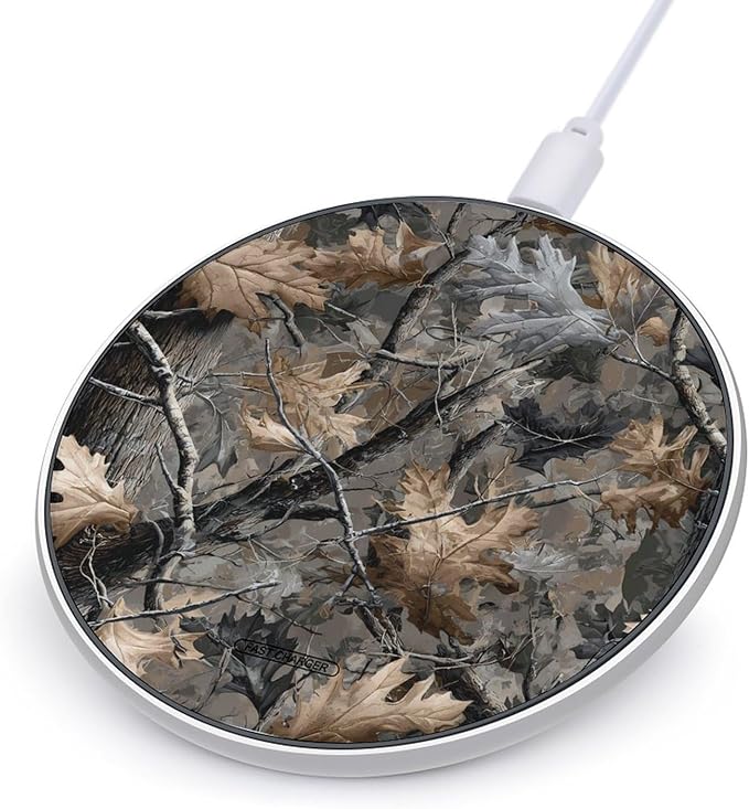 Brown Camouflage Hunting Wilderness Phone Charger Magnetic Charging Pad Anti-Slip with USB Cable