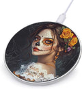 Mexican Day of The Dead Floral Skull Wireless Charger Anti-Slip Wireless Charging Pad Slim Charger Mat for Men Women