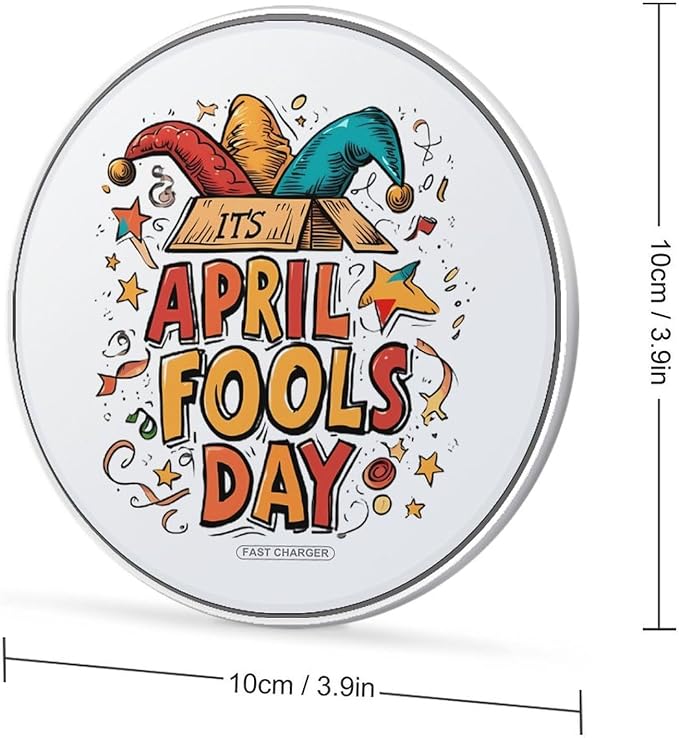 Funny Fools Day Fast Portable Charger 10W Funny Graphic Phone Charging Pad with USB Cable