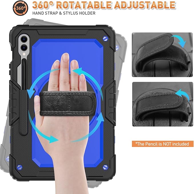 Timecity Case for Samsung Galaxy Tab S10 Plus/ S9 FE Plus/ S9 Plus 5G Tablet 12.4'' Case - Heavy Duty Protective Cover with Screen Protector Stand Shoulder Strap &amp S Pen Holder Kids-Friendly B