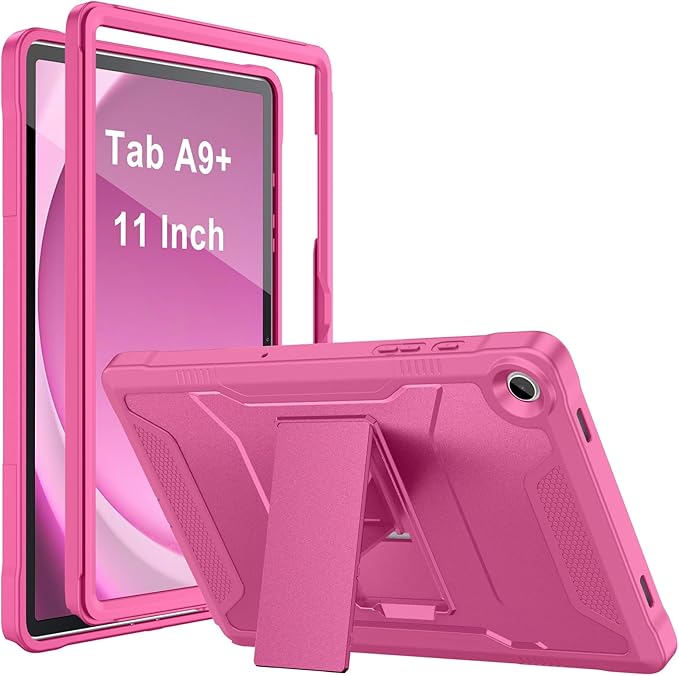 Soke Case for Samsung Galaxy Tab A9 Plus 2023 with Built-in Kickstand Rugged Shockproof Protective Cover for Galaxy Tab A9+ 11 Inch Tablet [SM-X210/X216/X218]Hot Pink