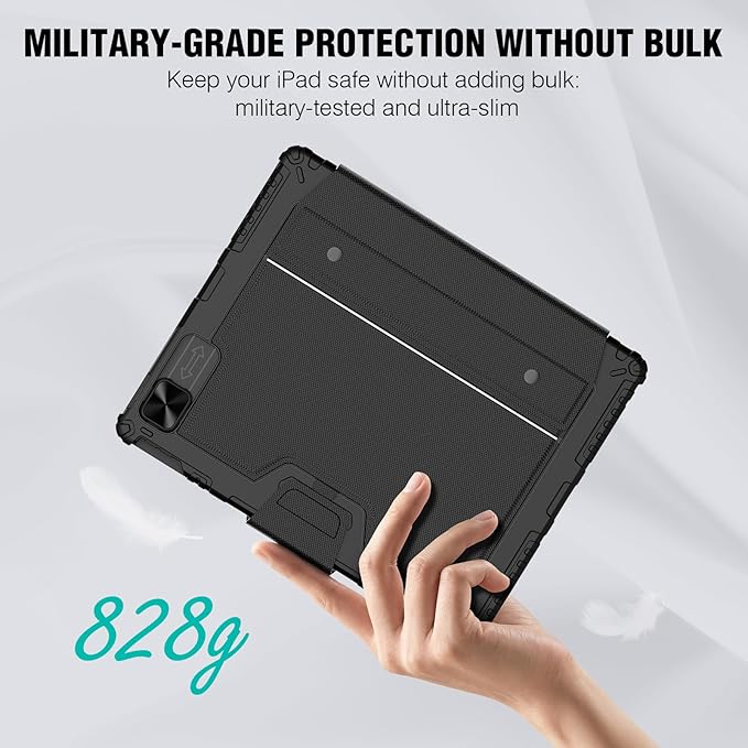 Nillkin Keyboard Case for iPad Pro 13 Inch(M5/M4 2025/2024) Detachable Backlit Keyboard with Multi-Touch Trackpad Stand with Portrait &amp Landscape ModesPencil Holder&ampCamera Cover Rugged Pr