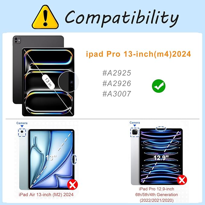 Case for iPad Pro 13-inch (M4) 2024 Slim PU Leather Folio Stand Cover for iPad Pro 13 Inch M4(2024) with Auto Wake/Sleep Durable Protection Three Horses