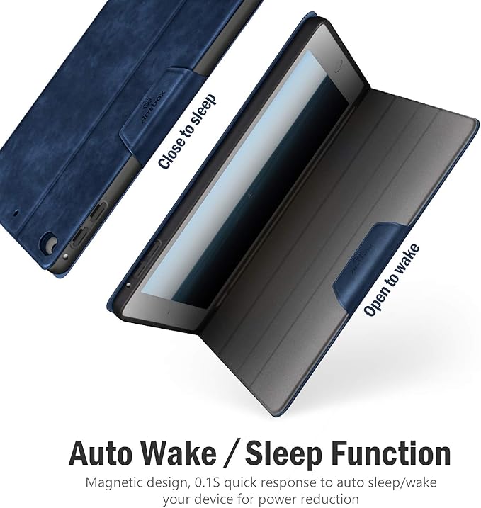 Antbox Case for iPad mini 5 2019 (5th Generation 7.9 inch) / iPad mini 4 with Built-in Pencil Holder PU Leather Smart Cover with Auto Sleep/Wake Stand Function (Blue)