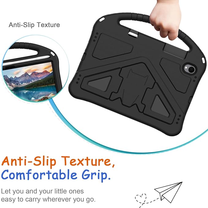 Kids Case for Samsung Galaxy Tab S11 2025 11 Tablet Techcircle Light Weight Shock Proof EVA Foam Handle Rugged Stand Protective Case Black