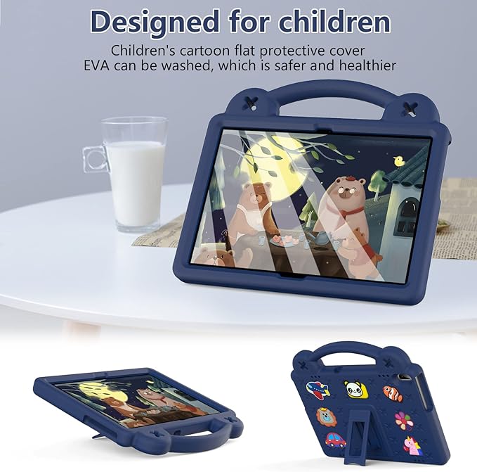 Compatible with Huawei MediaPad T5 10.1/Lenovo Tab M10/Lenovo Tab P10 Tablet Case Kids Lightweight Shockproof Protective Case with Shoulder Strap &amp Stand Handle - Navy Blue