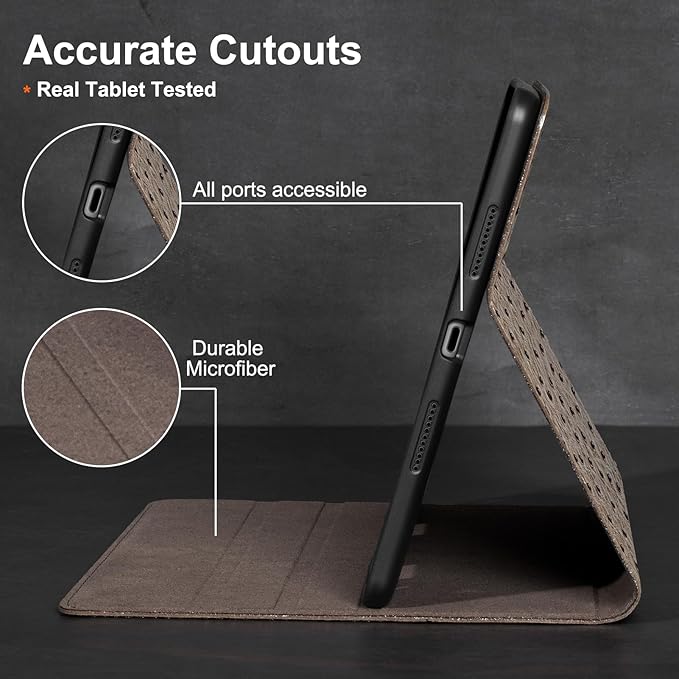 Gexmil Leather Case for iPad 10.2 Inch 9th/8th/7th Gen 2021/2020/2019Premium Cowhide Folio Cover with Auto Wake/SleepAdjustable Stand Anti FingerprintKhaki