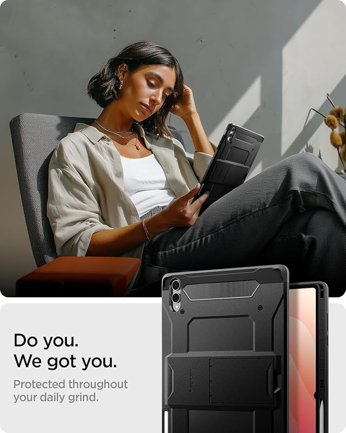 Spigen for Galaxy Tab S11 Ultra Case (2025) Tough Armor Pro Protective Hard Shell with Kickstand and Built-in S Pen Holder Drop-Proof Dual-Layer Protection 14.6 Inch Black